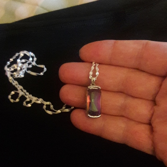 NWOT💘Silver Chain Mystic Rainbow Topaz Pendant - Picture 4 of 6